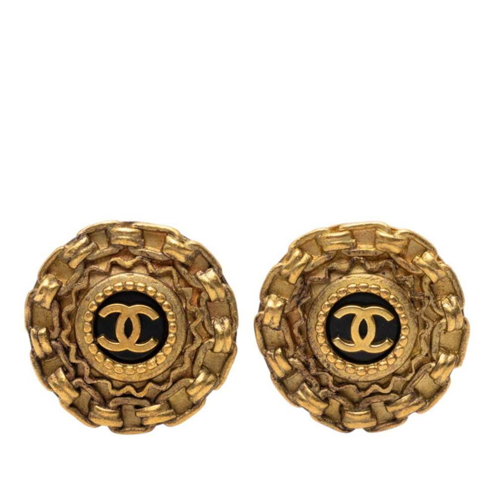 CHANEL Authentic Gold Logo Earrings - Picture 1 of 3